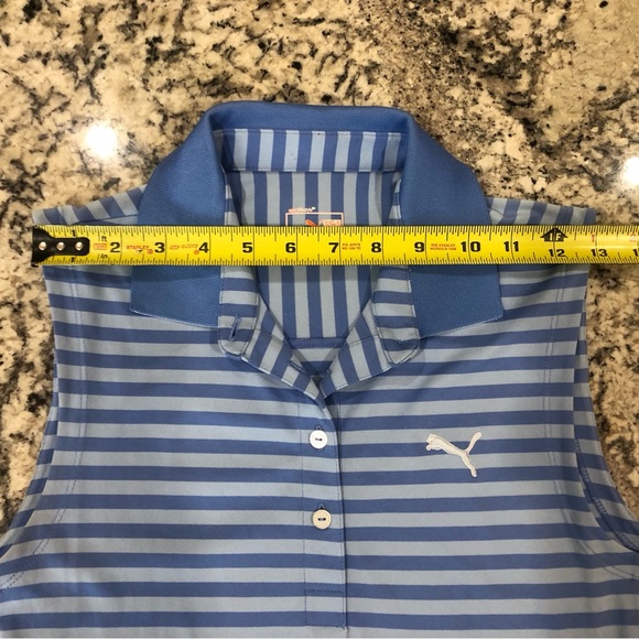 Puma Women’s Sleeveless Collar Golf Polo Top Size XS Light Blue Striped EUC - Picture 10 of 14